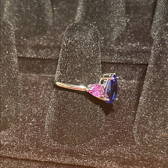 Elegant Blue and Purple Women's Ring 925 silver - Picture 6 of 9